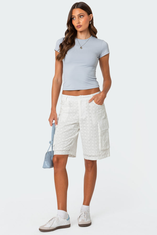 Eyelet Cargo Bermuda Shorts view 1