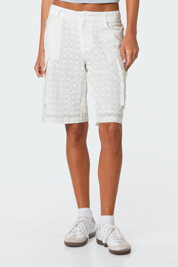 Eyelet Cargo Bermuda Shorts view 2