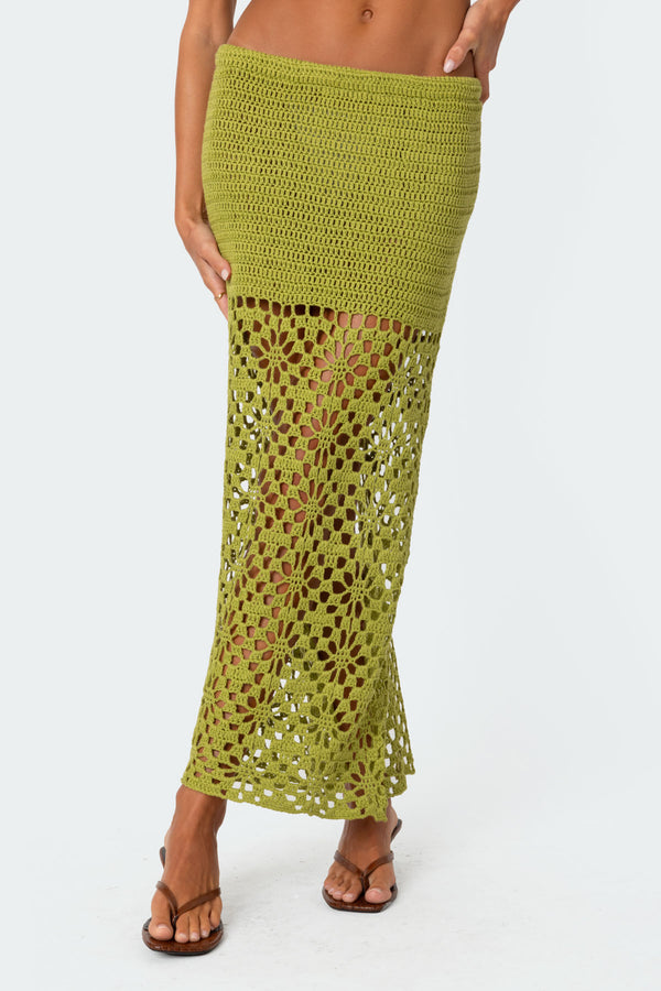 Ida Back Slit Crochet Maxi Skirt view 2