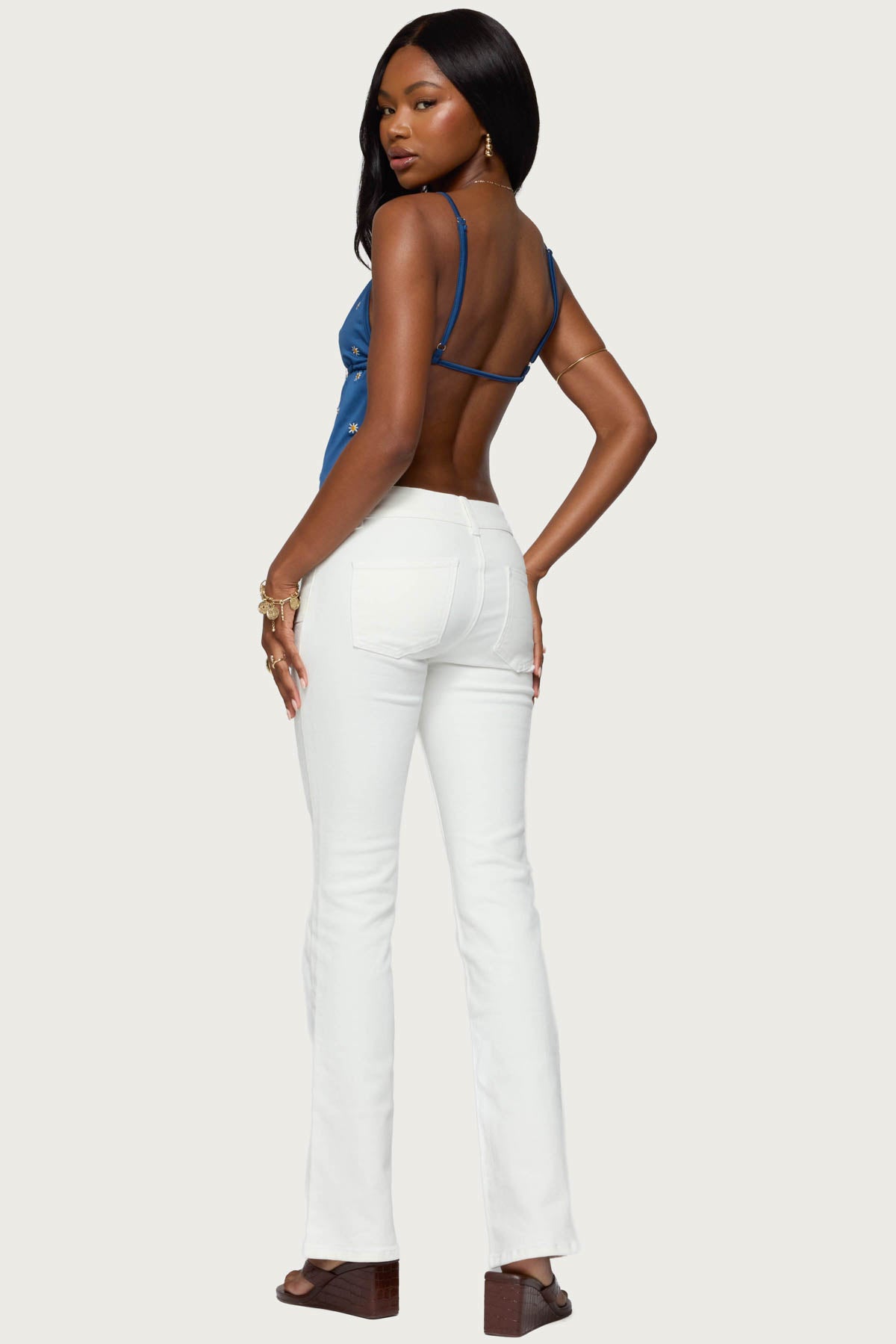 Soleil Embroidered Open Back Top