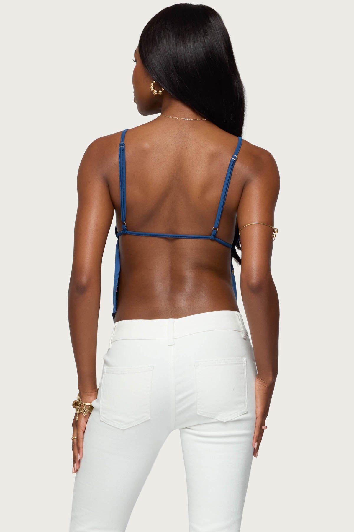 Soleil Embroidered Open Back Top