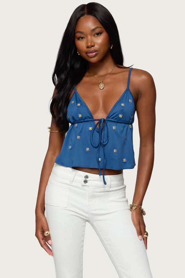 Soleil Embroidered Open Back Top view 1
