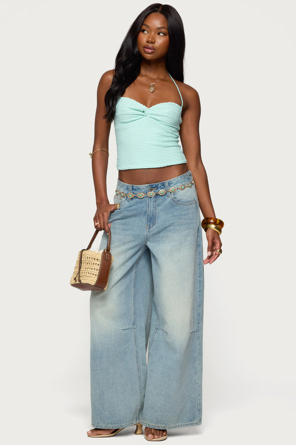 Zoee Twisted Textured Halter Top view 2