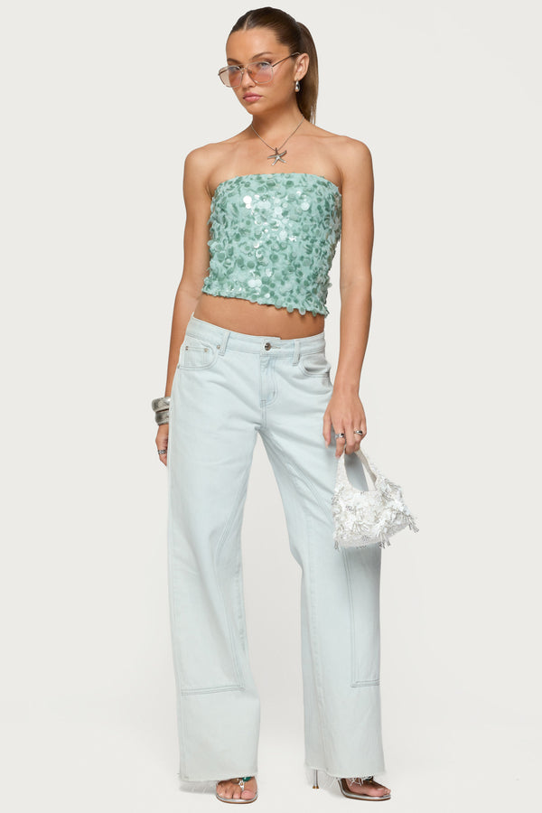 Brynn Sequin Strapless Top view 2