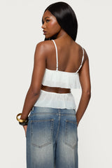 Sheer Chiffon Ruffled Cut Out Top