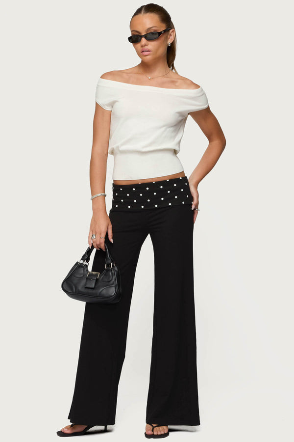 Reeva Polka Dot Foldover Pants view 2