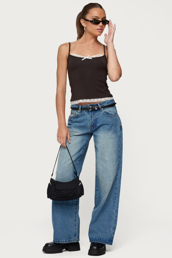 Magda Acid Wash Low Rise Baggy Jeans view 1