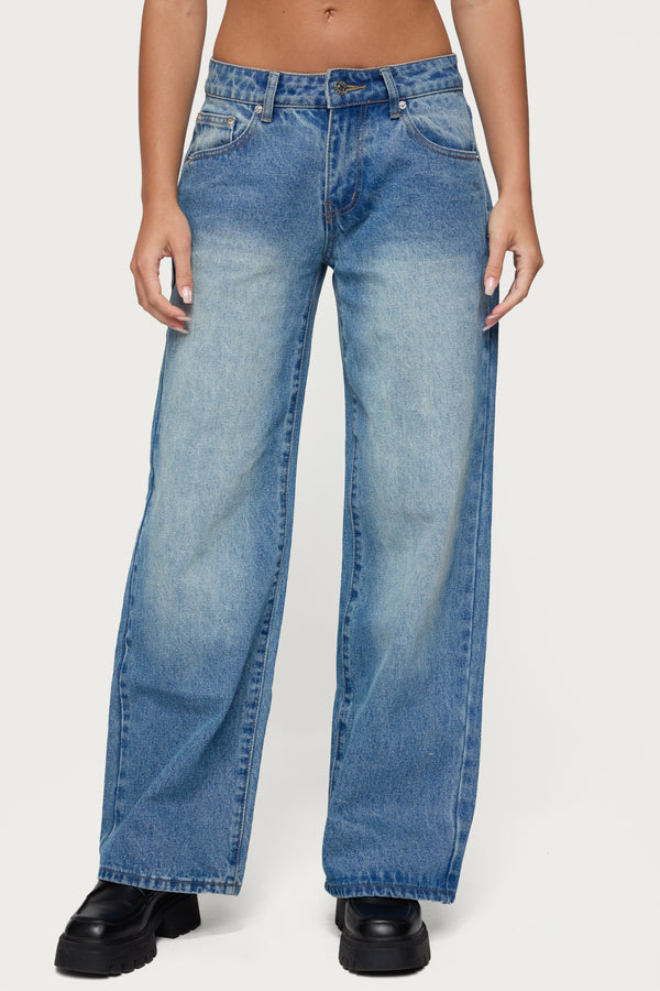 Magda Acid Wash Low Rise Baggy Jeans view 2