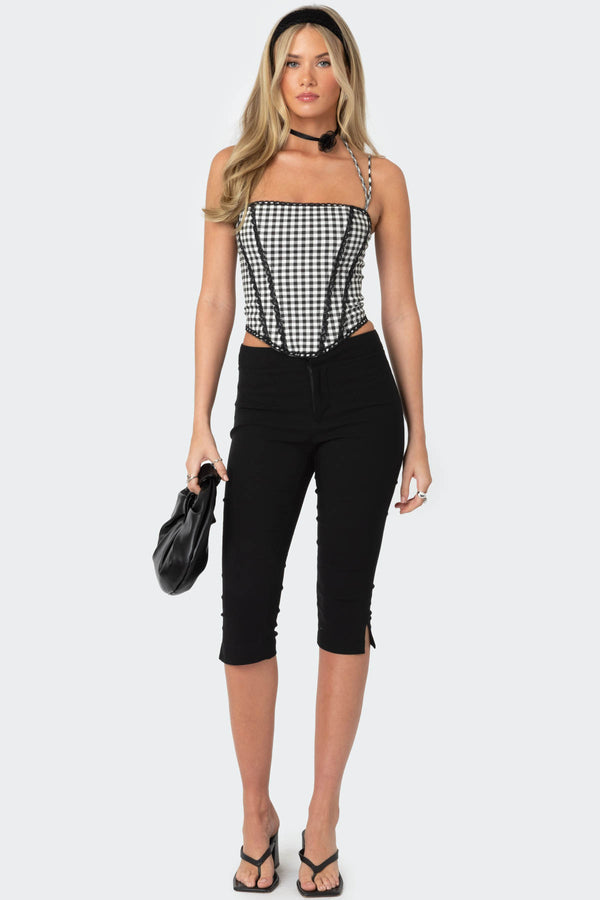 Gingham Lace Trim Corset view 2