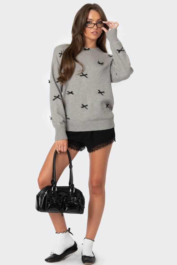 Satin Effect Bow Oversized Sweater view 2