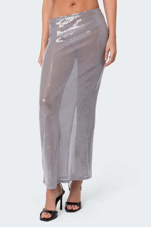 Riki Sheer Sequin Maxi Skirt view 2