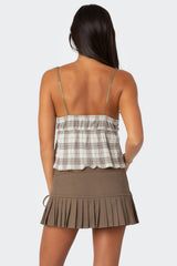 Plaid Lace Trim Tank Top
