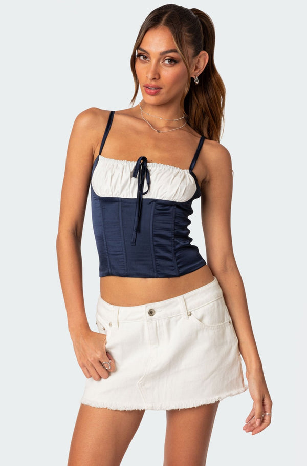 Arabelle Satin Effect Lace Up Corset view 1