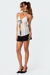 Linette Lacey Sheer Split Front Top