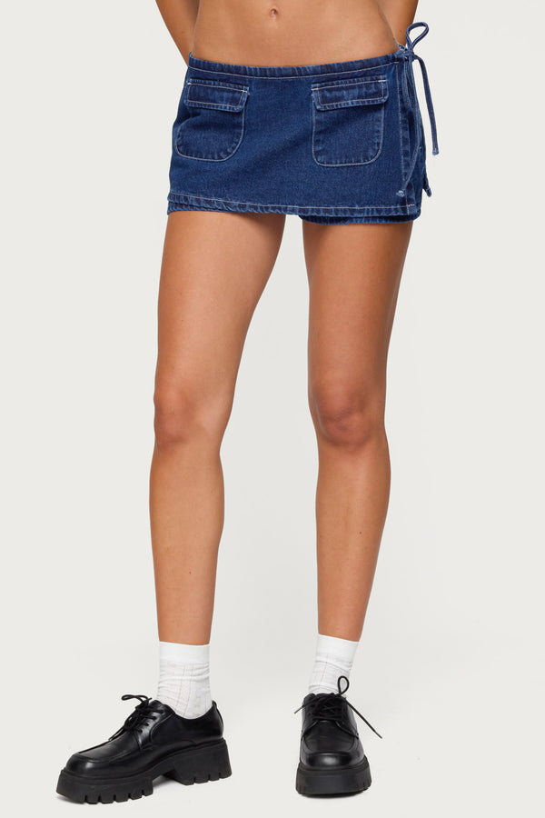 Giselle Wrap Denim Mini Skort view 2