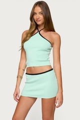 Aureley Contrast Knit Halter Top