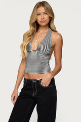 Sage Striped Halter Top