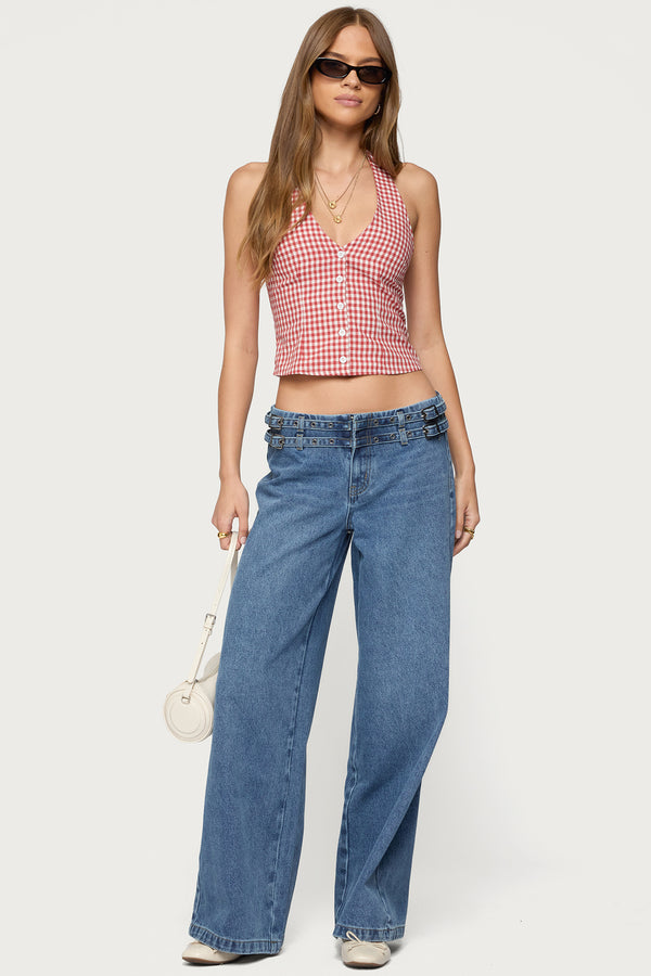 Livia Double Belt Low Rise Baggy Jeans view 1