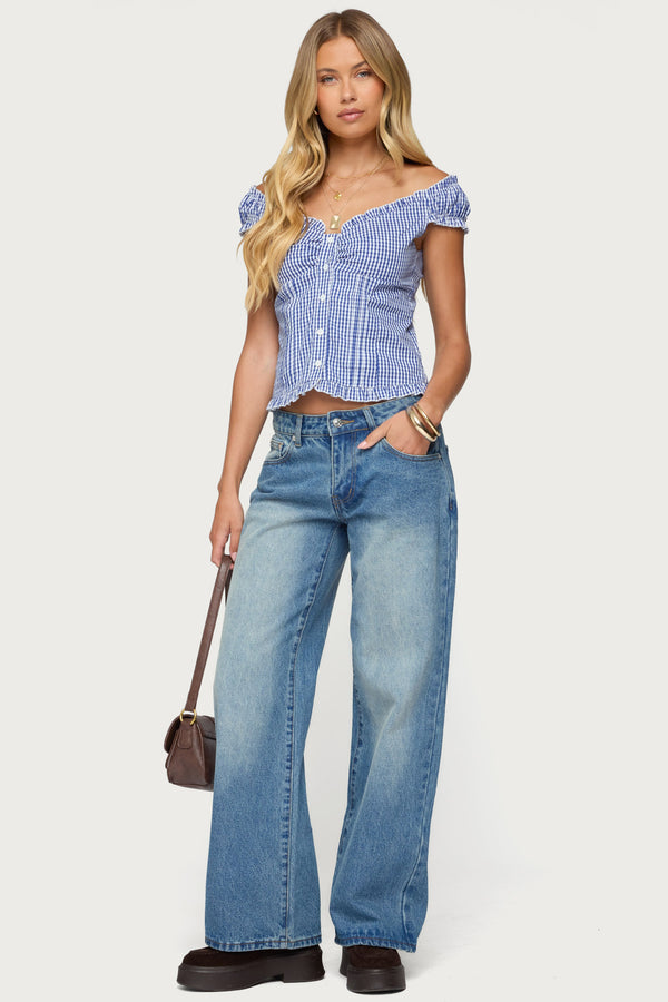 Dorothie Gingham Button Up Top view 2