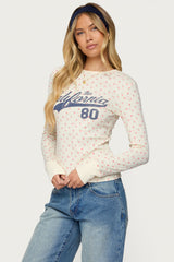 Cali Floral Ribbed Long Sleeve T Shirt