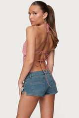 Embroidered Bead & Sequin Halter Top