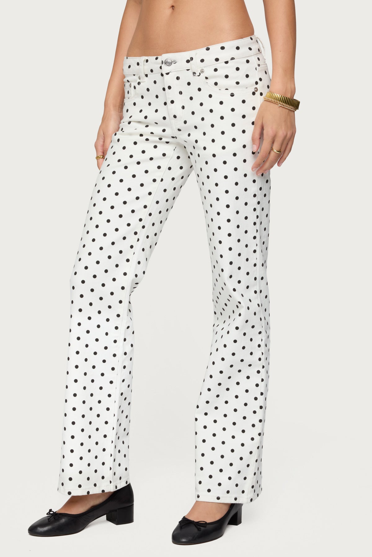 Romily Polka Dot Low Rise Straight Leg Jeans