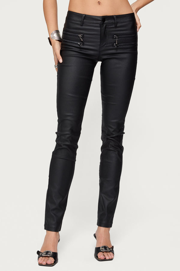 Kaede Faux Leather Low Rise Skinny Jeans view 2
