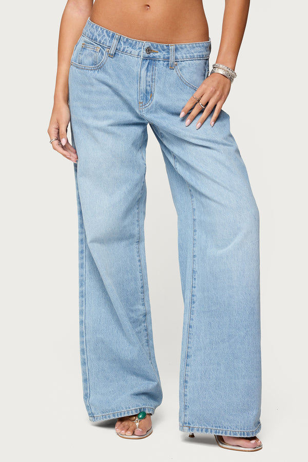 Mirra Embroidered Flower Low Rise Baggy Jeans view 2