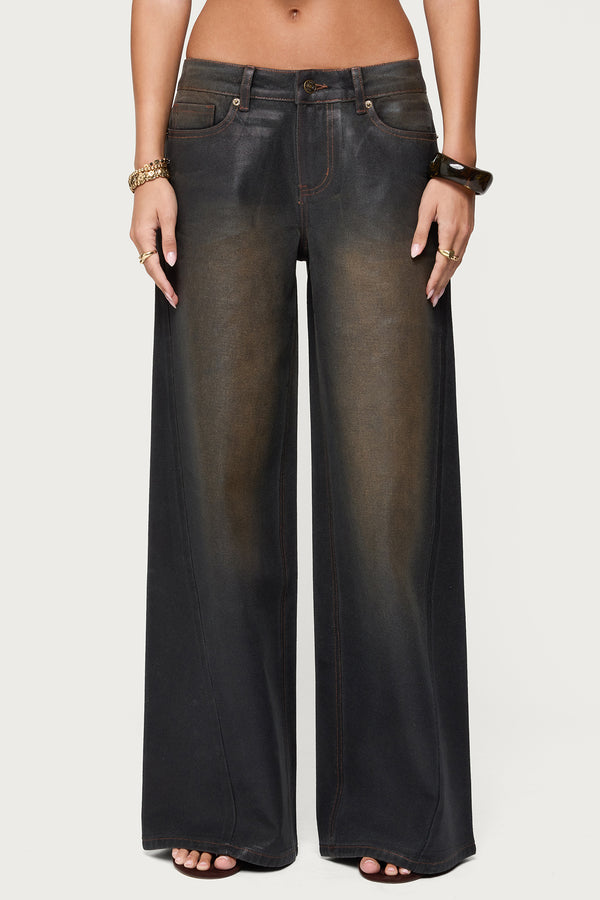 Saharah Mud Wash Low Rise Baggy Jeans view 2