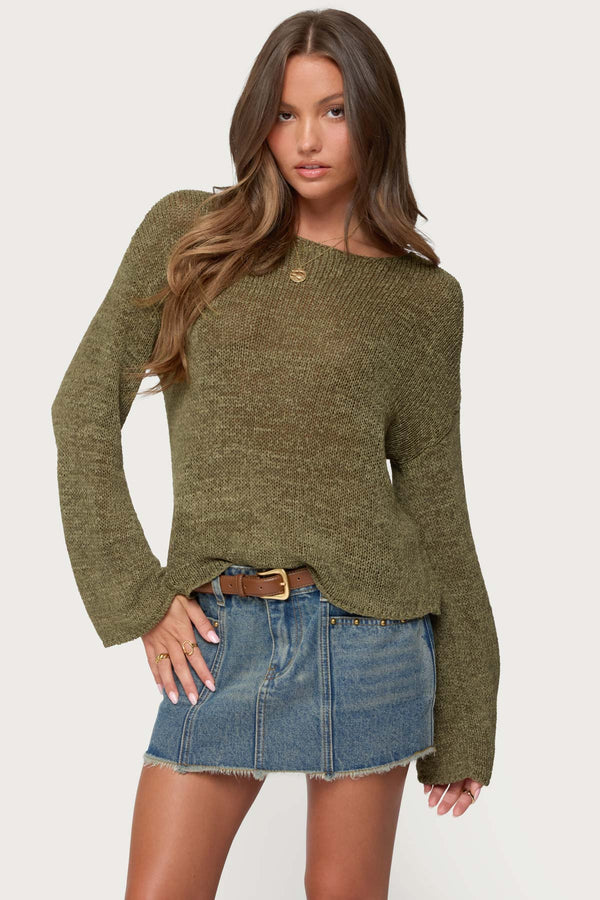 Drop Shoulder Light Knit Sweater view 2
