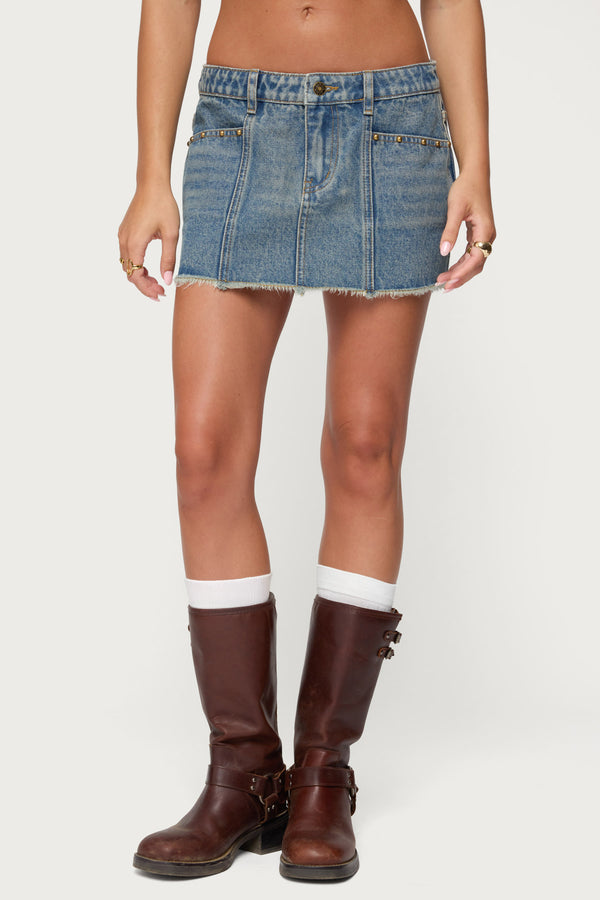 Keiko Studded Denim Mini Skirt view 2