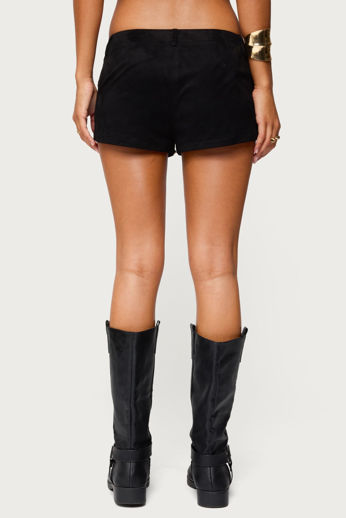 Studded Faux Suede Micro Shorts