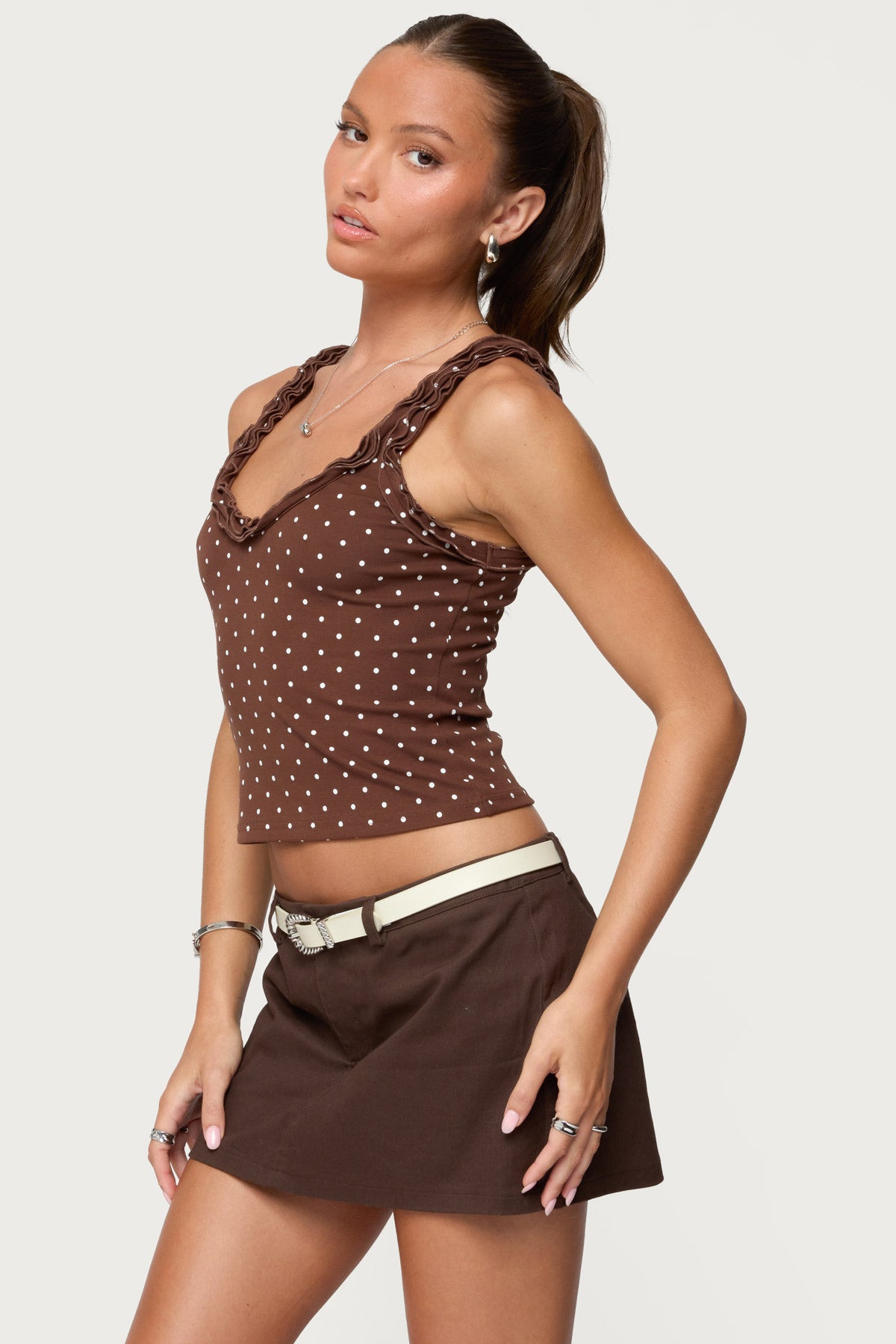Pippin Ruffle Polka Dot Tank Top