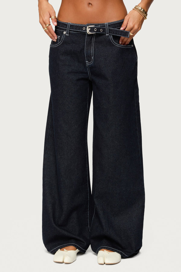 Karah Belt Low Rise Baggy Jeans view 2