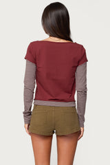 Layered Stripey Long Sleeve T Shirt