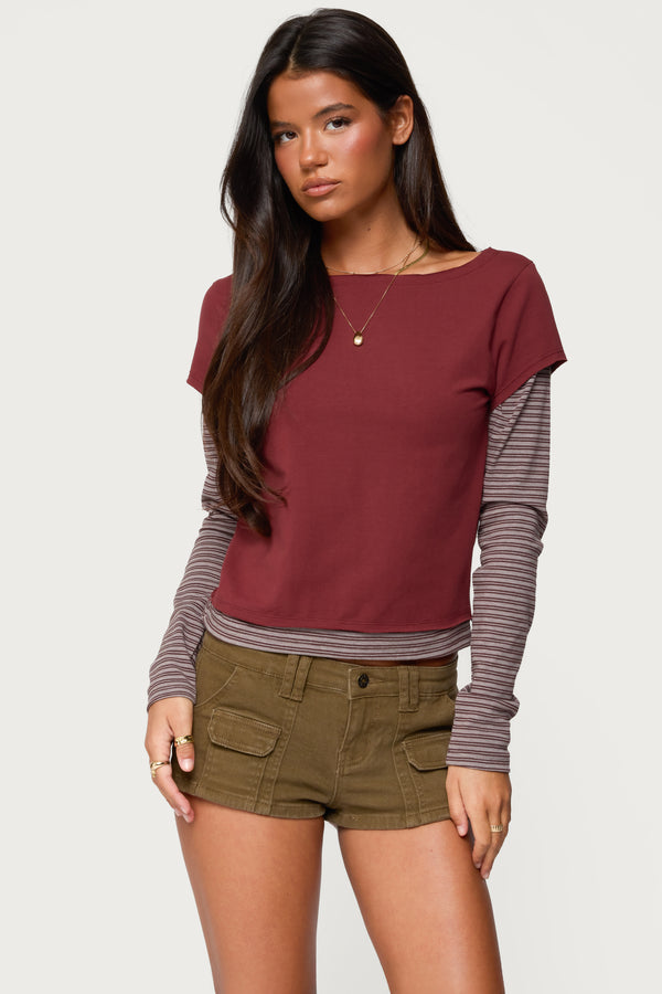 Layered Stripey Long Sleeve T Shirt view 2