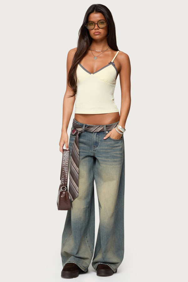 Ruelle Contrast Frill Tank Top view 2