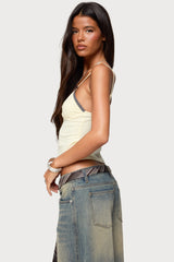 Ruelle Contrast Frill Tank Top