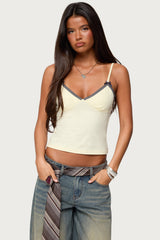 Ruelle Contrast Frill Tank Top