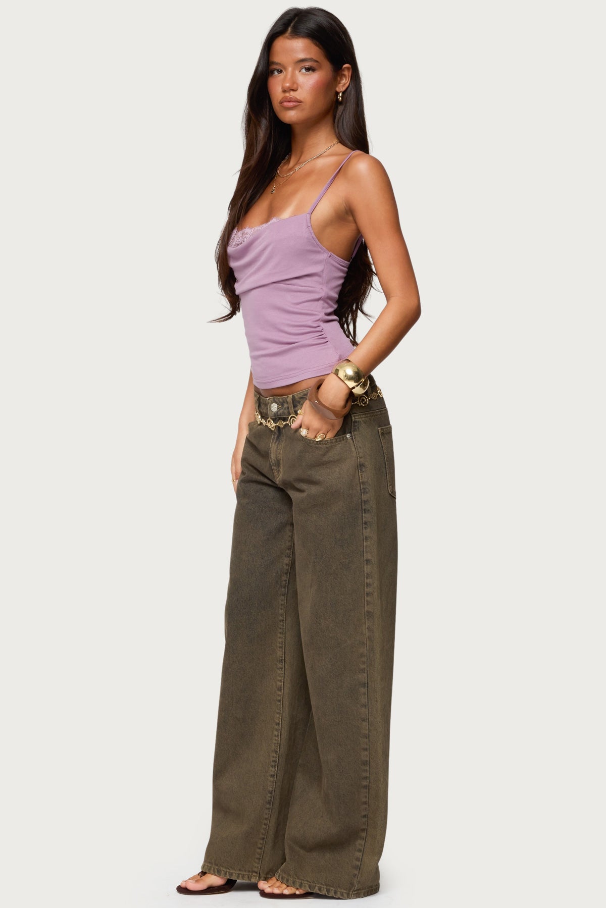 Bobbie Layered Lace Cowl Neck Top