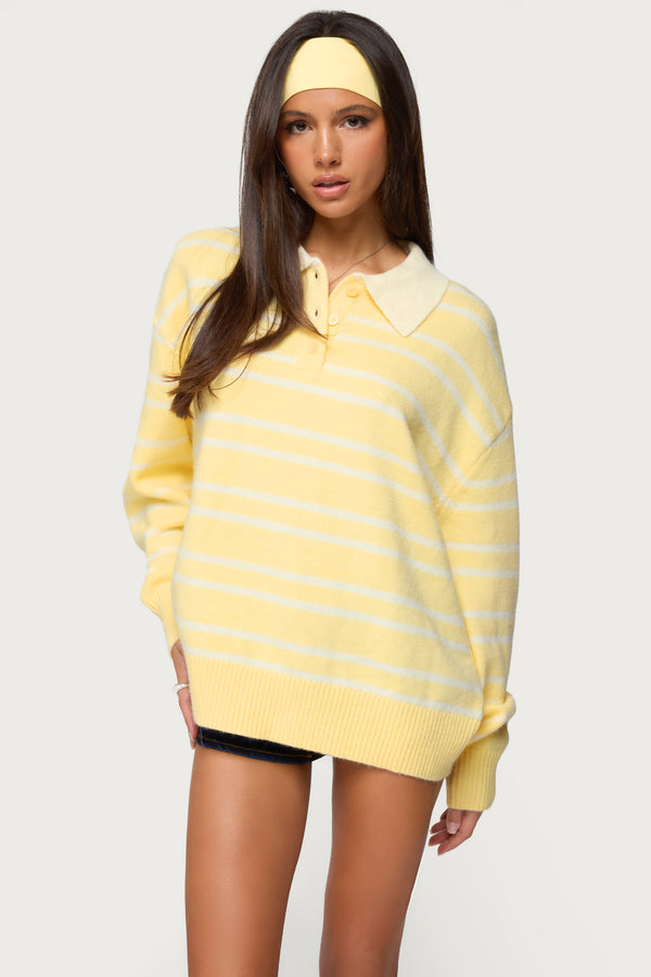 Rilynn Striped Polo Sweater view 1
