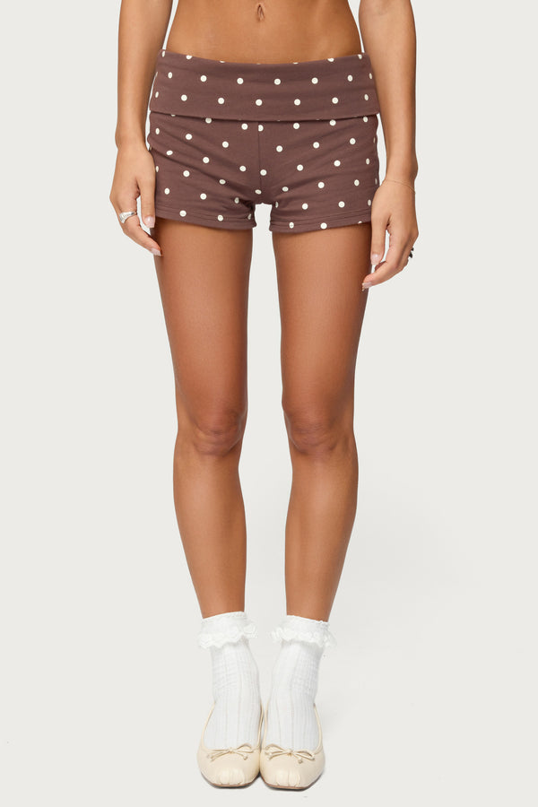 Chelsie Polka Dot Foldover Shorts view 2