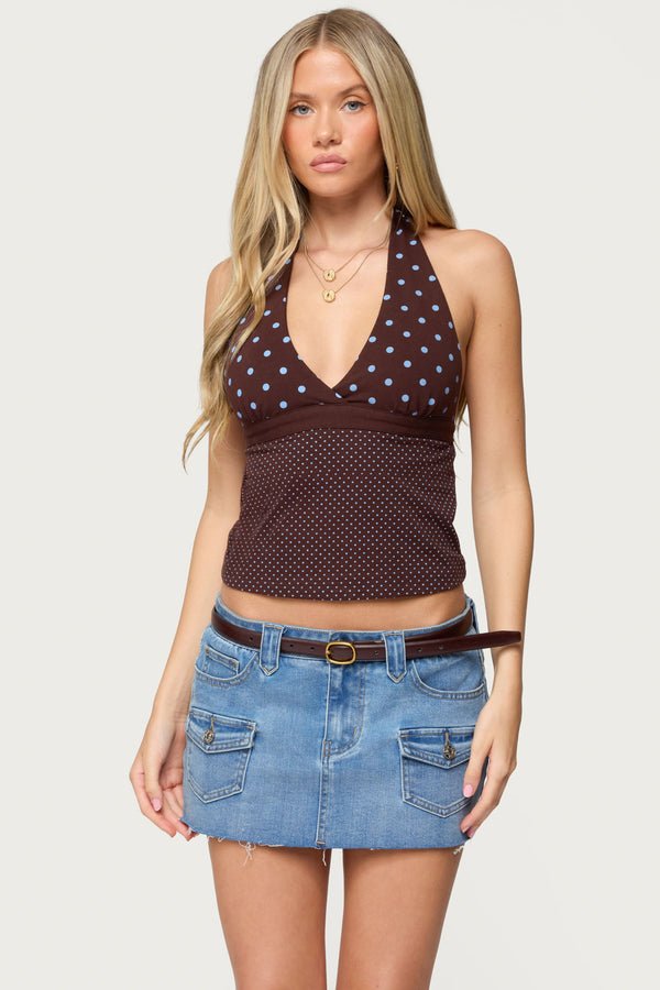 Ginny Mixed Polka Dot Halter Top view 1