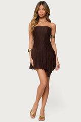 Elaia Asymmetric Strapless Lace Mini Dress