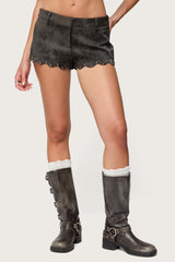 Zarina Studded Faux Suede Shorts