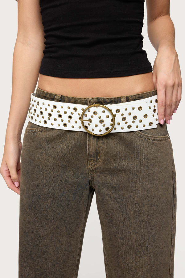Stud & Grommet Faux Leather Belt view 1