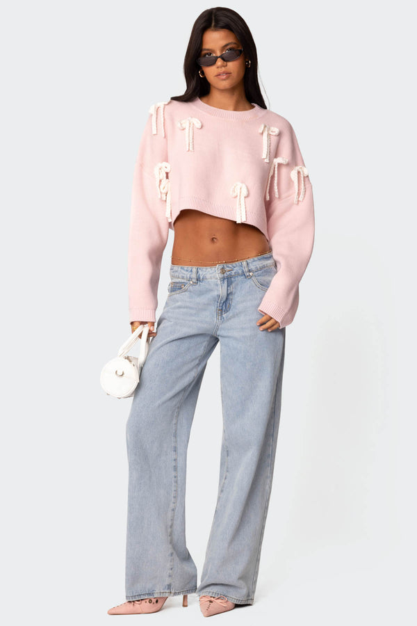 Chunky Bow Cropped Sweater view 2