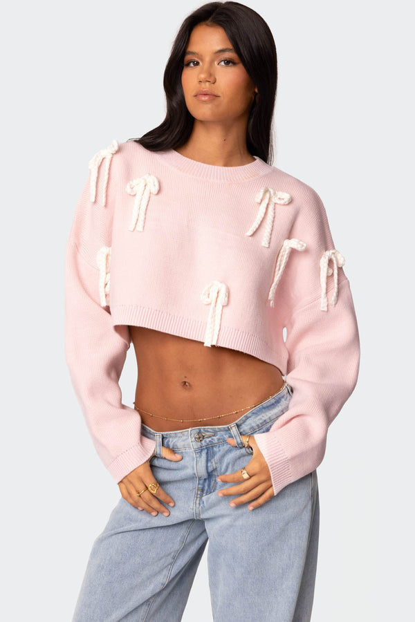 Chunky Bow Cropped Sweater view 1
