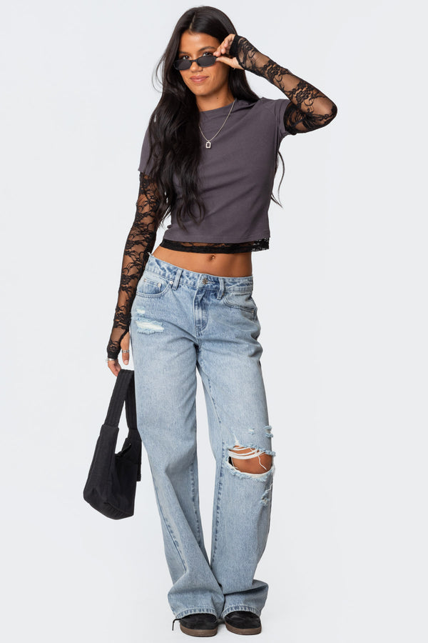 Layered Lace Sleeve Top view 2