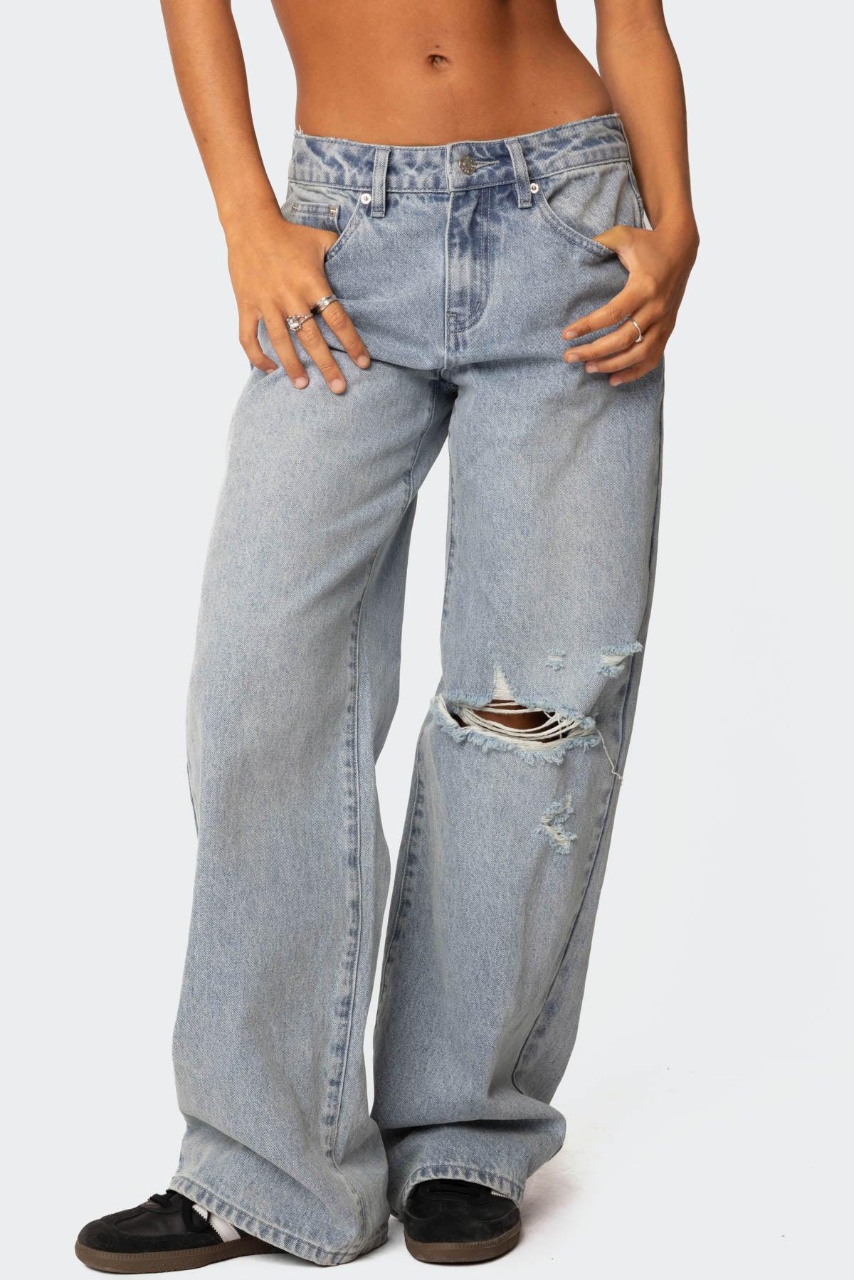 Adam Distressed Low Rise Baggy Jeans